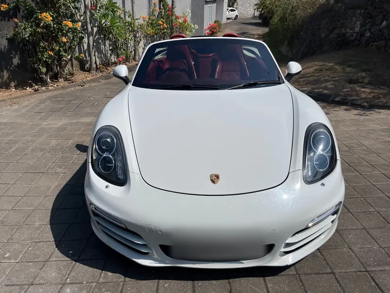 Porsche Boxster White (Black Soft Top), front