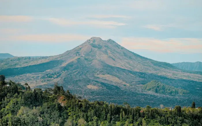 Mount Batur and its lava fields